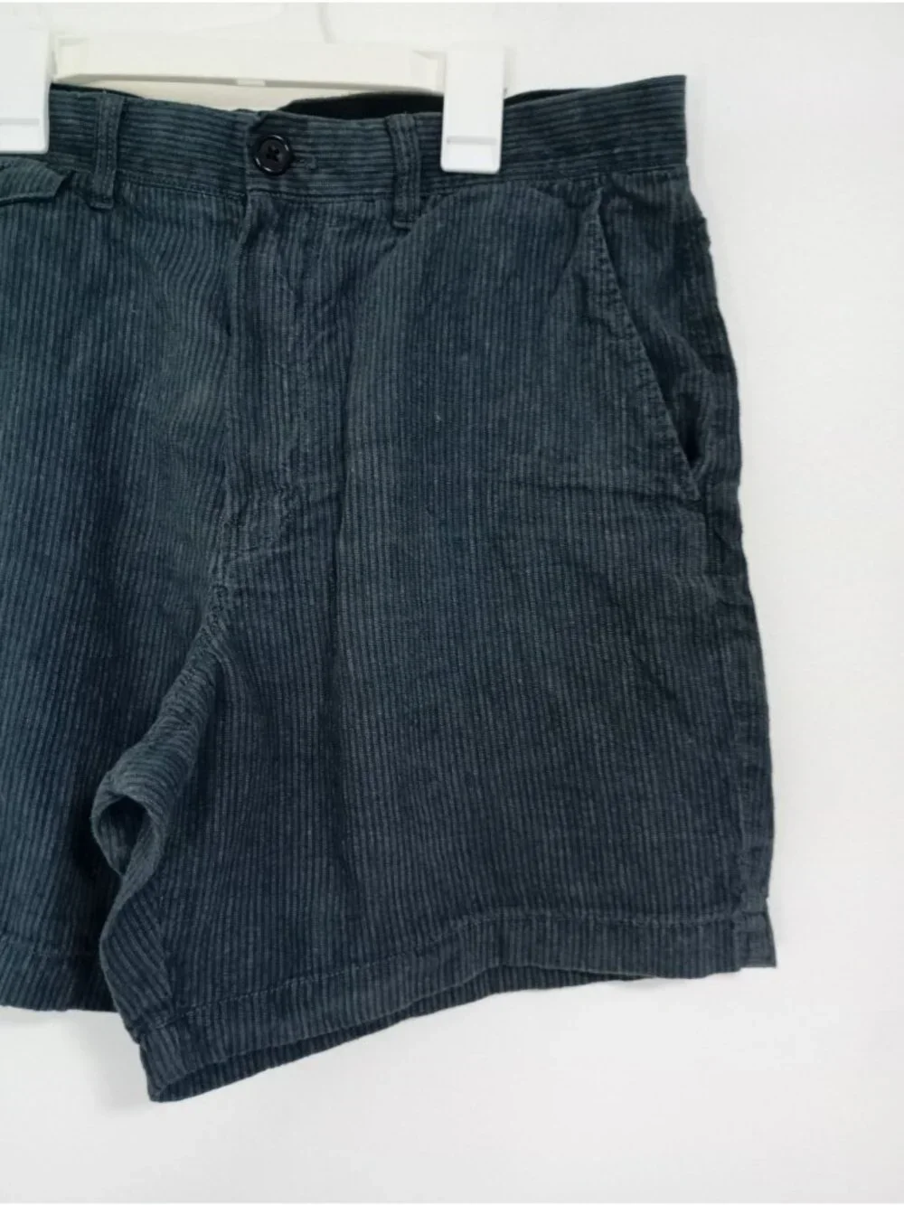 J. Crew Mens Blue Striped Linen Shorts W32 L7 Button-Zip Front